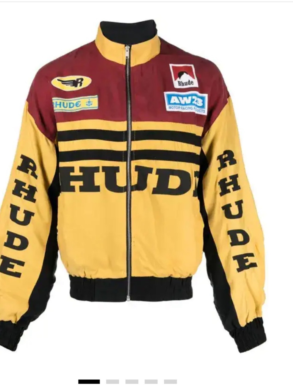 Rhude Colorblock Rally Zip Jacket in Yellow & Burgundy